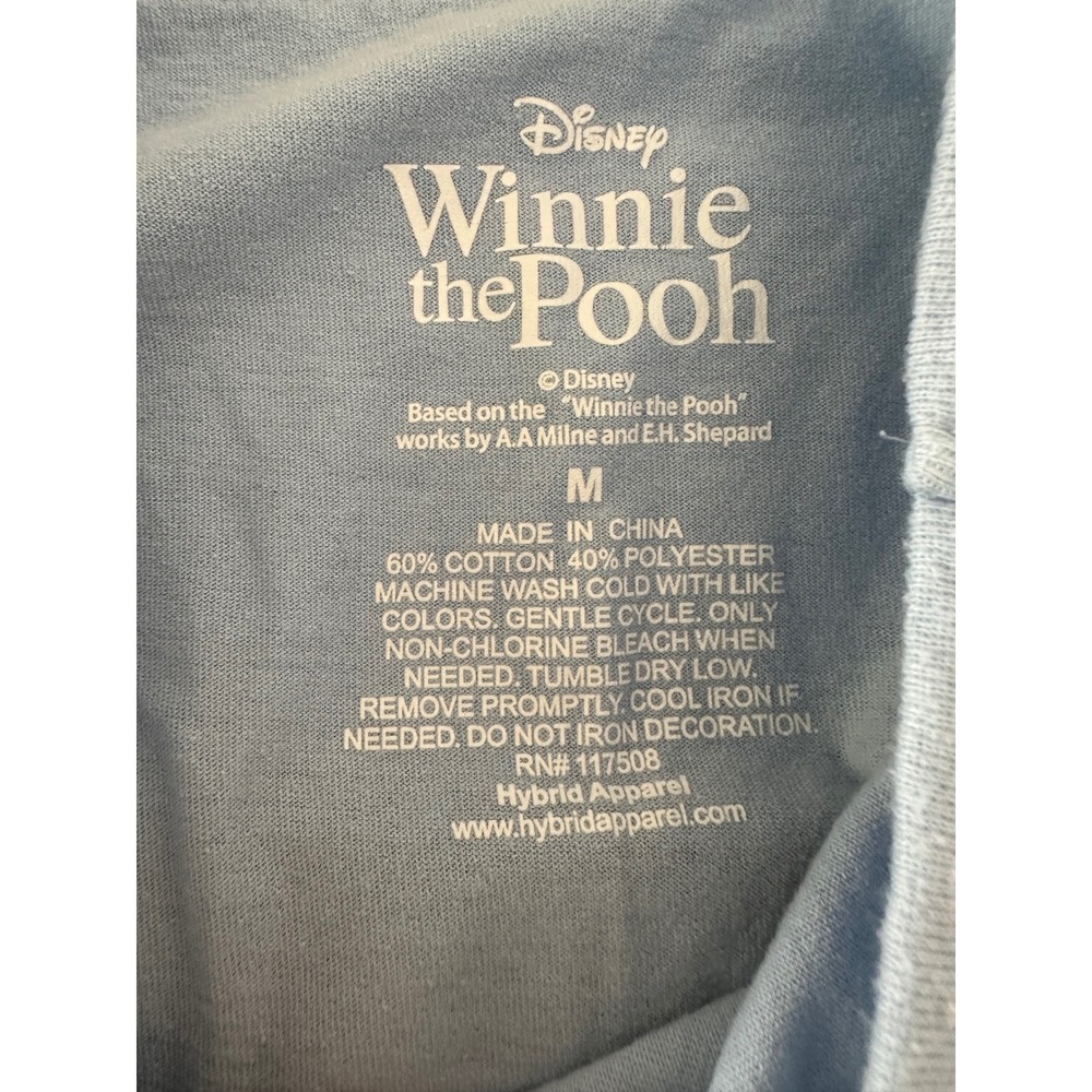 Disney Winnie the Pooh T-Shirt Women M Blue Graphic Characters Floral Botanical - Picture 4 of 6